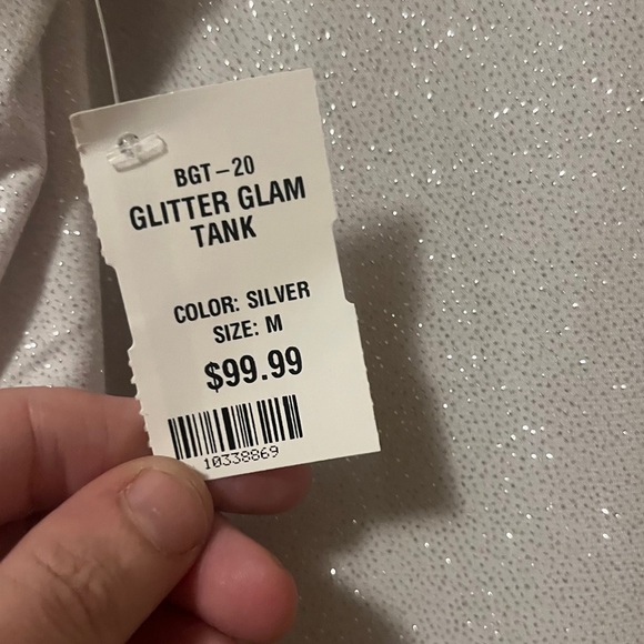 🍭 3/$30 white silver glitter glam tank top with ruched sides - Picture 13 of 15